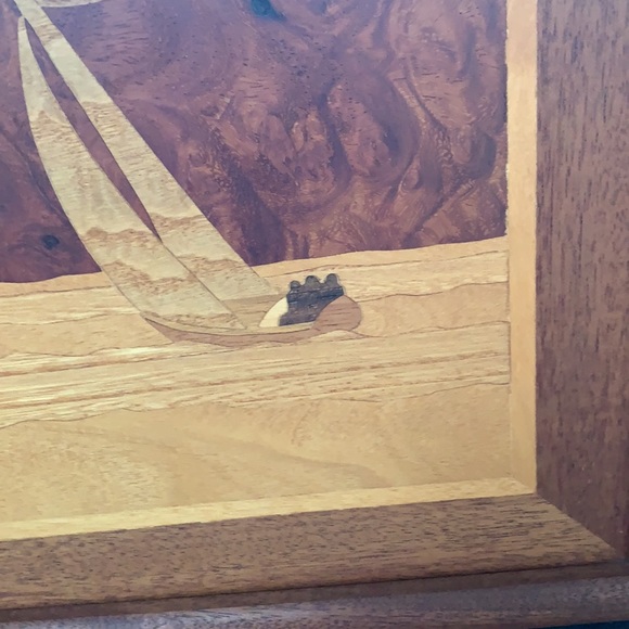 Marquetry Sailing Picture. Inlaid Woods